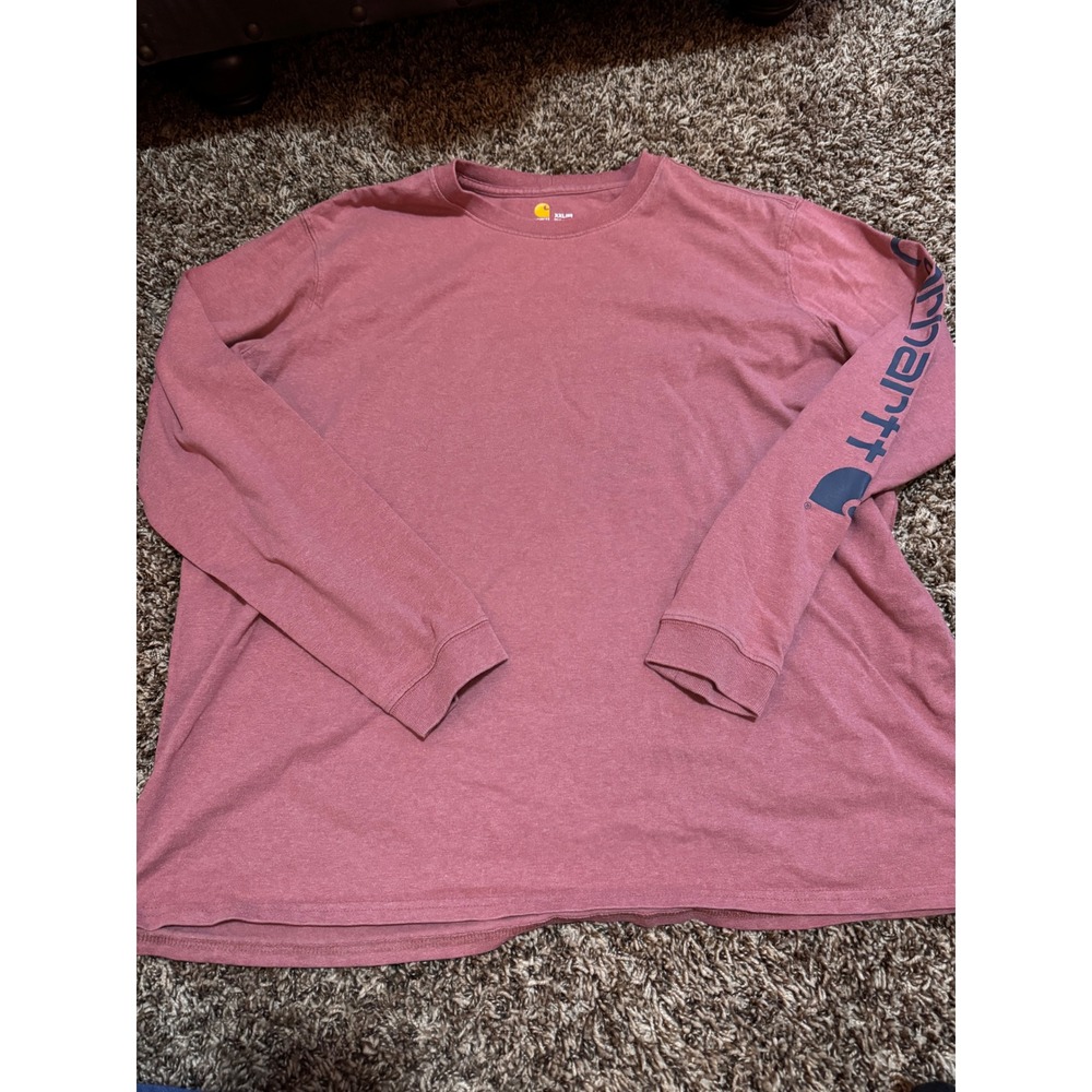 Carhartt Mens XXL Long Sleeve Graphic Logo T-Shirt Original Fit Faded Red Clay